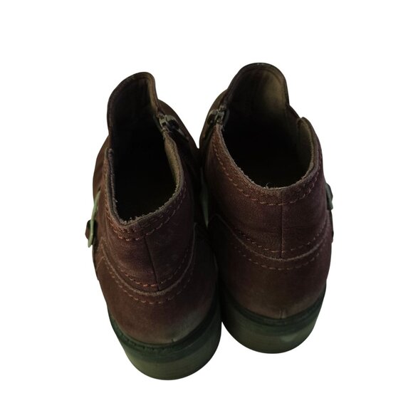 Clarks Collection Hearth Faye Burgundy Suede Zip Closure Booties Size 10W - Picture 7 of 14